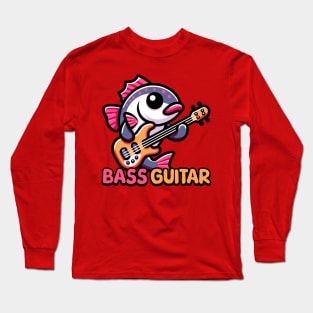 Bass Guitar! Cute Fish Guitar Pun Cartoon Long Sleeve T-Shirt